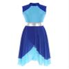 ranrann Women's Asymmetrical Praise Dance Tunic Color Block Sleeveless Liturgical Worship Lyrical Dance Overlay Costume #03Blue Small view 1