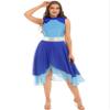 ranrann Women's Asymmetrical Praise Dance Tunic Color Block Sleeveless Liturgical Worship Lyrical Dance Overlay Costume #03Blue Small view 2
