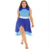 ranrann Women's Asymmetrical Praise Dance Tunic Color Block Sleeveless Liturgical Worship Lyrical Dance Overlay Costume #03Blue Small view 3