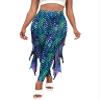 Hansber Women's Halloween Costume 3D Print Mermaid Leggings Fish Scale Compression Pants Cosplay Trousers Clubwear Green Small view 1