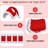 Abbylike 6 Pcs Christmas Horse Saddle Pad Holiday Santa Leg Wraps with Faux Fur Jolly Santa Hat for Horses, and All-Purpose Western Saddle Pad Costume Accessories for Holiday Party view 2