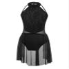 Agoky Girls Lyrical Dance Dress Sleeveless Cutout Ballet Modern Contemporary Dance Costume Gymnastic Skirt Leotard Black 8 Years view 1