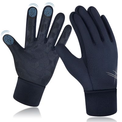 EEFOW Winter Waterproof Touchscreen Kids Gloves: Warm Lightweight Sport Snow Grip Wool Mitten for Age 10-12 Years Boys & Girls Youth Big Children for Ski Cycling Football Riding Soccer, Dark Blue