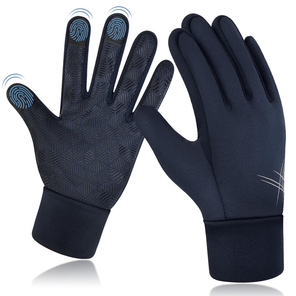 EEFOW Winter Waterproof Touchscreen Kids Gloves: Warm Lightweight Sport Snow Grip Wool Mitten for Age 10-12 Years Boys & Girls Youth Big Children for Ski Cycling Football Riding Soccer, Dark Blue