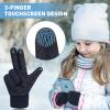 EEFOW Winter Waterproof Touchscreen Kids Gloves: Warm Lightweight Sport Snow Grip Wool Mitten for Age 10-12 Years Boys & Girls Youth Big Children for Ski Cycling Football Riding Soccer, Dark Blue view 3