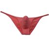 Botmois Men's Ultra Thin Ice Silk Cheeky Briefs Underwear Male Bulge Pouch Pucker Butt Bikinis Underpants String Lingeries Watermelon Red M view 2