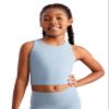 CRZ YOGA Girls Butterluxe Double Lined Racerback Crop Tank Tops - High Neck Dance Yoga Athletic Casual Tight Kids Teen Cambric Blue Medium view 1