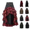 Women Gothic Punk Midi Skirts High Waist A-Line Long Skirt Irregular Hem Vintage Victorian Steampunk Ruched Skirt view 1