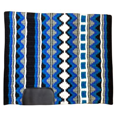 Blue White Western Horse Saddle Show Pad Blanket, Equestrian Ranch Pad, 100% Newzealand Woolen Pad Oversized Handmade Premium Quality ST-SP-028 (34" x 40")