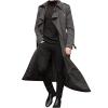 Ctreela Mens Long Trench Coat Business Casual Double Breasted Overcoat Fall Winter Solid Color Windbreaker Lapel Outwear view 1
