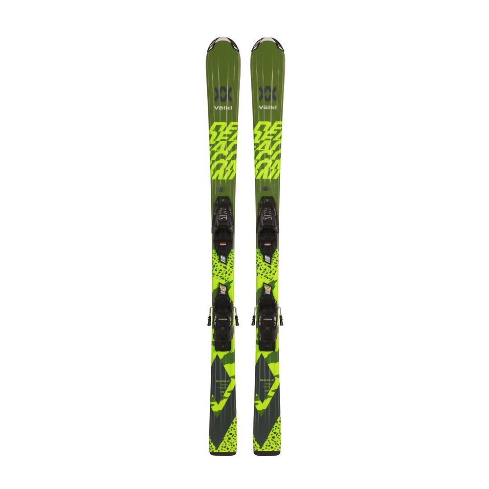 Volkl Deacon All-Mountain Groomers Piste Tip Rocker Composite Core Beginner Youth Junior VMotion Skis w/SKP V2 Base, 110 cm Length