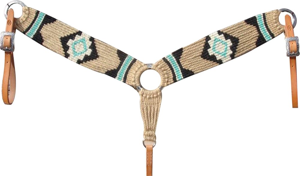 Cheval's International Western Mohair Horse Breast Collar, Handmade Premium Wool & Leather Equestrian Tack, Adjustable, Durable & Comfortable Saddle Breastplate for Horses - Beige, Cob