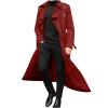 Ctreela Mens Long Trench Coat Business Casual Double Breasted Overcoat Fall Winter Solid Color Windbreaker Lapel Outwear