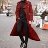 Ctreela Mens Long Trench Coat Business Casual Double Breasted Overcoat Fall Winter Solid Color Windbreaker Lapel Outwear view 2