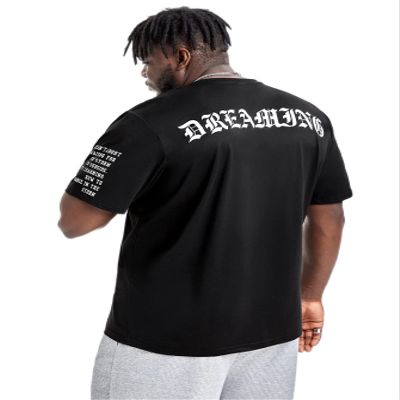 Men Slogan Graphic Tee (Color : Black, Size : XX-Large)