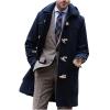 Ctreela Horn Button Pea Coat for Men Fleece Thicken Coat Winter Warm Lapel Jacket Classic Business Trench Overcoat Outwear view 1