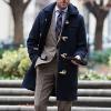 Ctreela Horn Button Pea Coat for Men Fleece Thicken Coat Winter Warm Lapel Jacket Classic Business Trench Overcoat Outwear view 2
