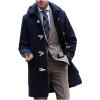Ctreela Horn Button Pea Coat for Men Fleece Thicken Coat Winter Warm Lapel Jacket Classic Business Trench Overcoat Outwear view 4