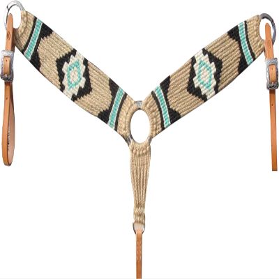 Cheval's International Western Mohair Horse Breast Collar, Handmade Premium Wool & Leather Equestrian Tack, Adjustable, Durable & Comfortable Saddle Breastplate for Horses - Beige, Pony