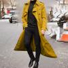 Ctreela Mens Long Trench Coat Business Casual Double Breasted Overcoat Fall Winter Solid Color Windbreaker Lapel Outwear view 2