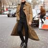 Men's Parka Trench Coat Double Breasted Long Jacket Pea Coat Slim Windbreaker Business Casual Notch Lapel Overcoat view 2