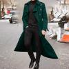 Ctreela Mens Long Trench Coat Business Casual Double Breasted Overcoat Fall Winter Solid Color Windbreaker Lapel Outwear view 2