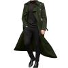 Ctreela Mens Long Trench Coat Business Casual Double Breasted Overcoat Fall Winter Solid Color Windbreaker Lapel Outwear