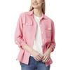 Jones New York Womens Button-Down Rolled Sleeve Shirt Jacket Pink M, Camellia/Nyc White view 1