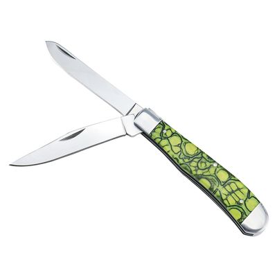 ALBATROSS Premium 2-Blade Pocket Knife - Christmas Gift for Man Women,EDC Traditional Stainless Steel Folding Knife with Green Resin Handle,Camping Everyday Use
