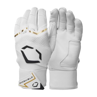 EvoShield Carbyne Adult Batting Gloves with Strap - Team White, Small