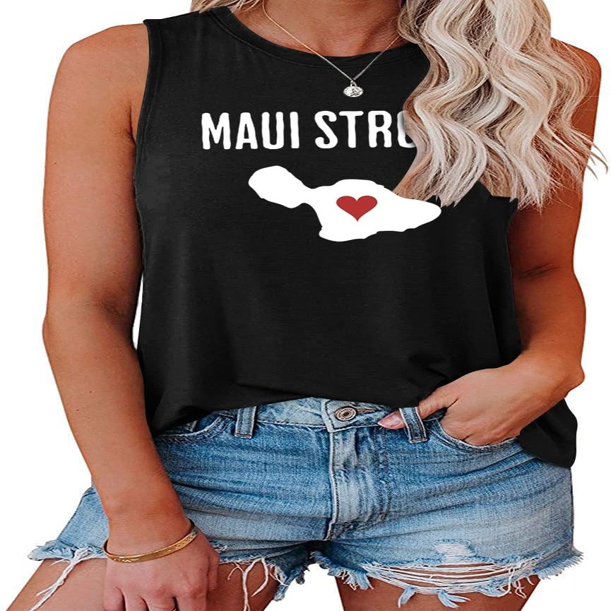 Maui Hawaii Strong Tank Top Pray For Maui Racerback Tank Tops For Women Men Maui Wildfire Relief Tank Tee Support for Hawaii Fire Victims Tee Shirts