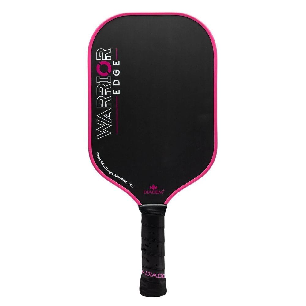 Diadem Warrior Edge Pickleball Paddle | Etched Carbon Face for Max Spin, 16mm Aero Guard, Comfort Max Grip, 16mm Honeycomb Core, Midweight 8oz | Indoor/Outdoor | USAPA Approved, Pink