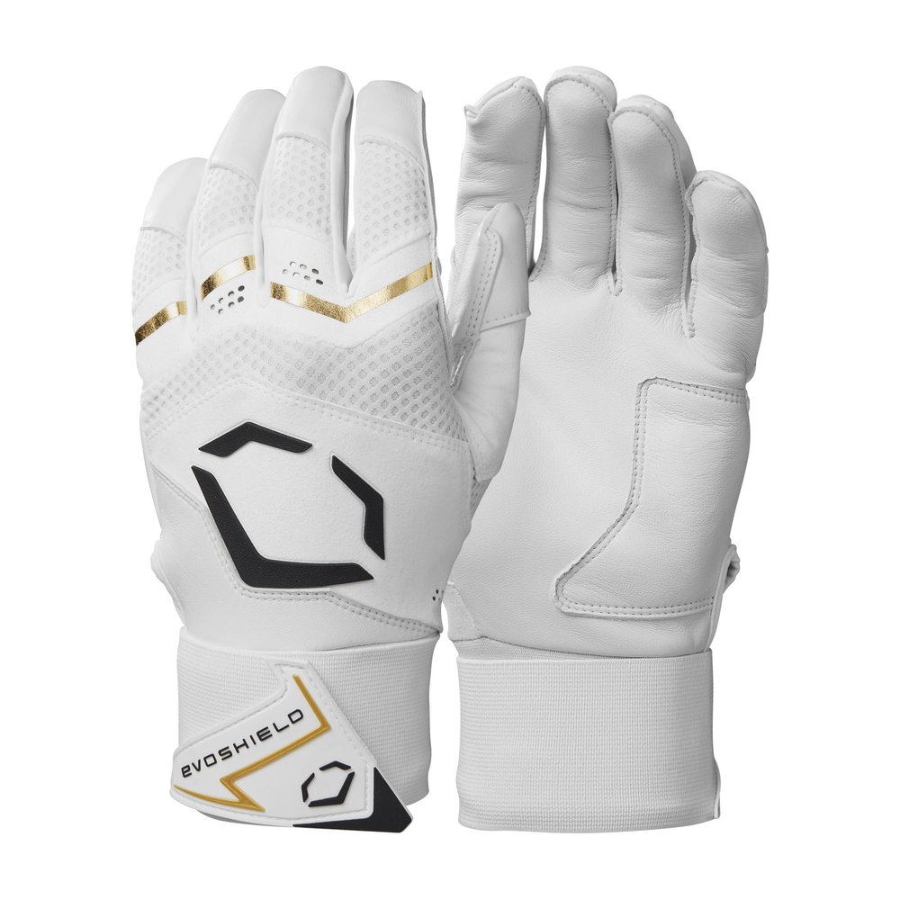 EvoShield Carbyne Adult Batting Gloves with Strap - Team White, Large