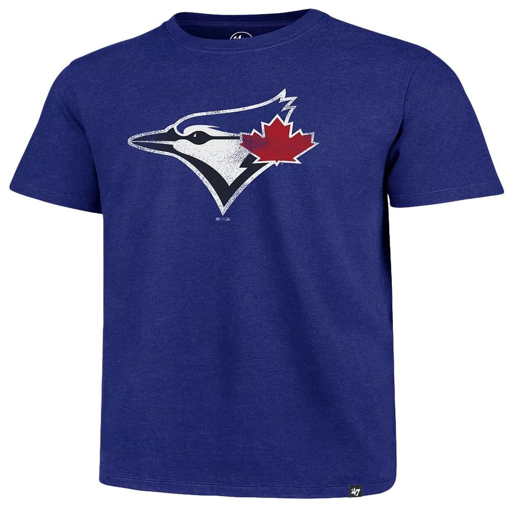 '47 MLB Men's Distressed Imprint Match Team Color Primary Logo Word Mark T-Shirt (Toronto Blue Jays Blue, Small)
