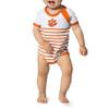 Little King NCAA Striped Bodysuit with Shoulder Snap and Embroidered Logo-Clemson -Orange Trim-0-3 Months view 1