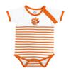 Little King NCAA Striped Bodysuit with Shoulder Snap and Embroidered Logo-Clemson -Orange Trim-0-3 Months view 2