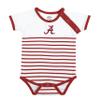Little King NCAA Striped Bodysuit with Shoulder Snap and Embroidered Logo-Alabama-Crimson Trim-12 Months view 2