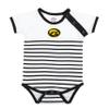 Little King NCAA Striped Bodysuit with Shoulder Snap and Embroidered Logo-Iowa-Black Trim-12 Months view 2