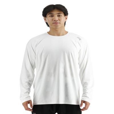 TYR Men's Athletic Performance Workout Raglan Long Sleeve Tech Tee, White, Large