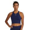 TYR Women's Elite Cropped High Neck Sports Bra, Navy, Medium view 1