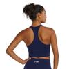 TYR Women's Elite Cropped High Neck Sports Bra, Navy, Medium view 4