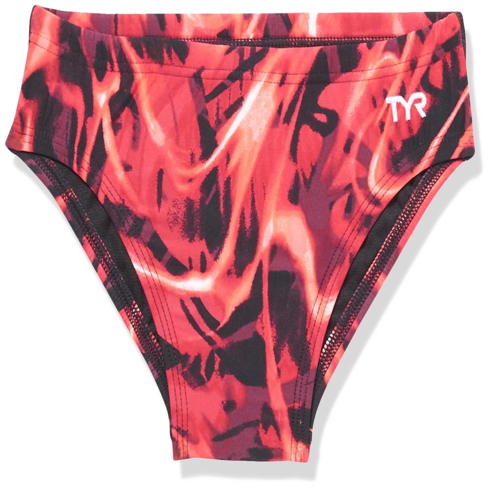 TYR Boys' Durafast Lite Racer Brief Swimsuit, Electro Red, 22