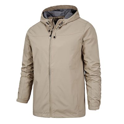 RTRDE Winter Coats For Men, Men's Rain Jacket Waterproof Lightweight Raincoat With Hood Outdoor Shell Jacket Hiking Windbreaker Men Coats Gabardinas Para Hombre Elegantes Chompas (4XL, Khaki)
