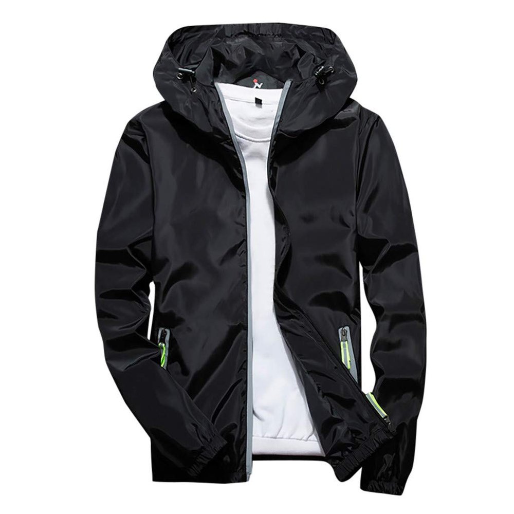 RTRDE Coats For Men, Mens Rain Jacket Waterproof with Hooded Hiking Coat Casual Lightweight Windbreaker Men Jackets Hood Suits Water Proof Jacket Coats Men's Jackets Coat (XXL, Black)