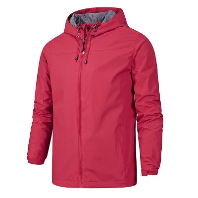 RTRDE Winter Coats For Men, Men's Rain Jacket Waterproof Lightweight Raincoat With Hood Outdoor Shell Jacket Hiking Windbreaker Jackets Men Big And Tall Coats Mens Long Jacket (4XL, Red)