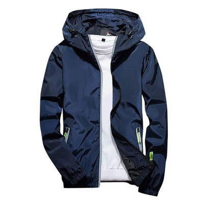 RTRDE Coats For Men, Mens Rain Jacket Waterproof with Hooded Hiking Coat Casual Lightweight Windbreaker Men Big And Tall Jackets Light Jacket Hood Packable Jacket Coat Impermeables Para (5XL, Blue)