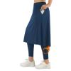 ANIVIVO Women's Knee Length Fleece Lined Leggings with Skirt, Winter Warm Skirted Leggings for Women Zipper Pockets (Navyblue,XL) view 3