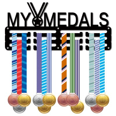 CREATCABIN Medal Holder Medal Hanger Display Rack Sports Metal Hanging Awards Iron Small Mount Decor for Wall Home Race Running Gymnastics Swimming Soccer Medalist Black 11.4 x 5.1 Inch-My Medals