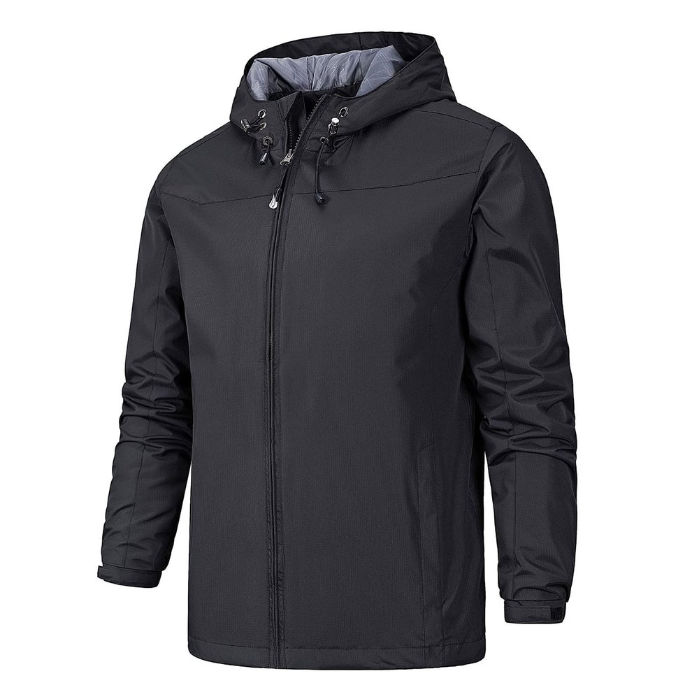 RTRDE Winter Coats For Men, Men's Rain Jacket Waterproof Lightweight Raincoat With Hood Outdoor Shell Jacket Hiking Windbreaker Jacket Men Breathable Packable Jacket Mens Cycling Jacket (5XL, Gray)
