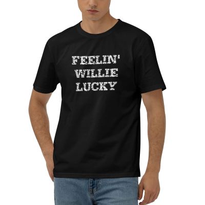 Dsoluuing Funny Men T-Shirt Feelin' Willie Lucky T-Shirt Funny Tee Shirts for Men (Color : Colour, Size : X-Large)